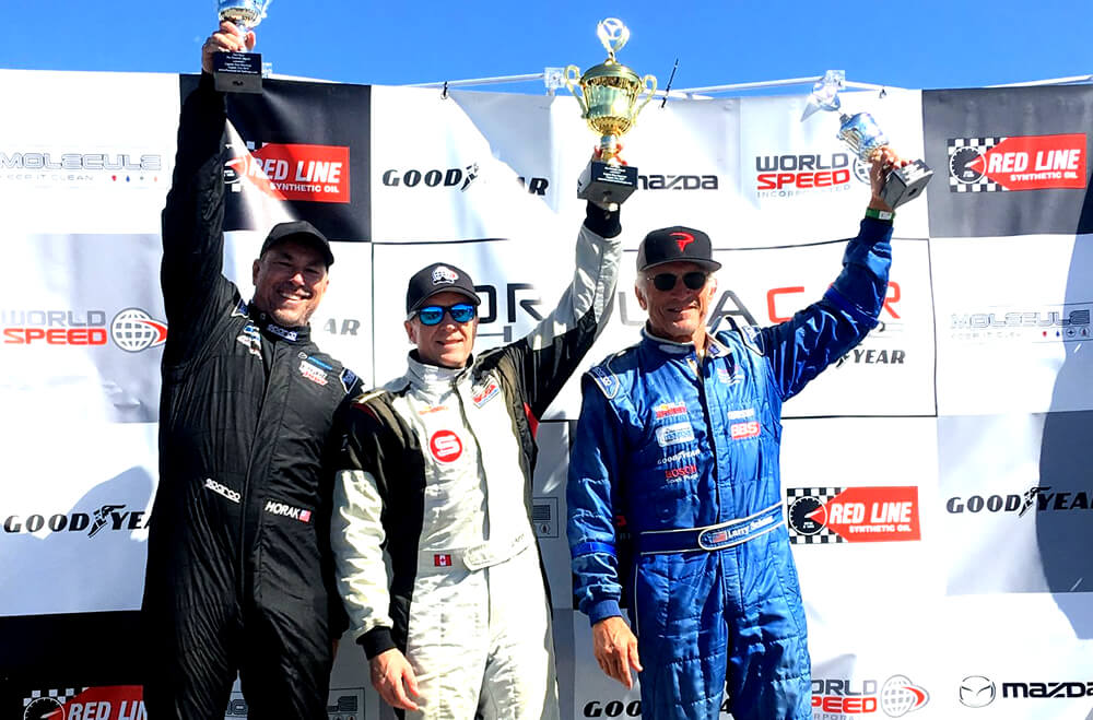 World Speed Secures Entire Podium at Laguna. John Purcell 1st, Jay Horak 2nd, Larry Schnur 3rd.